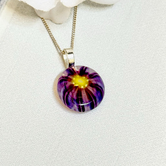 Floral Fused Glass Necklace - 4171