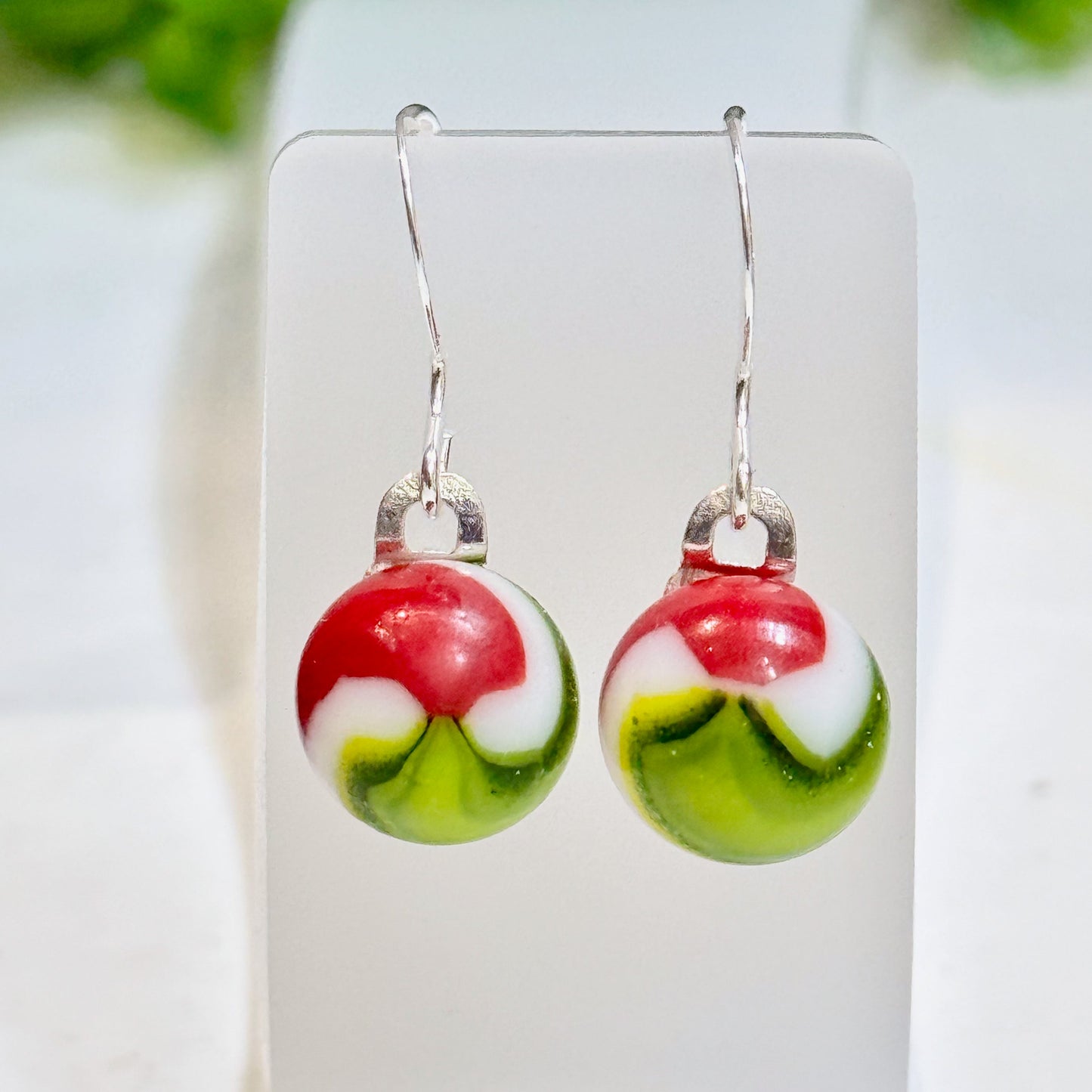 Grinch Fused Glass Earrings - 4185