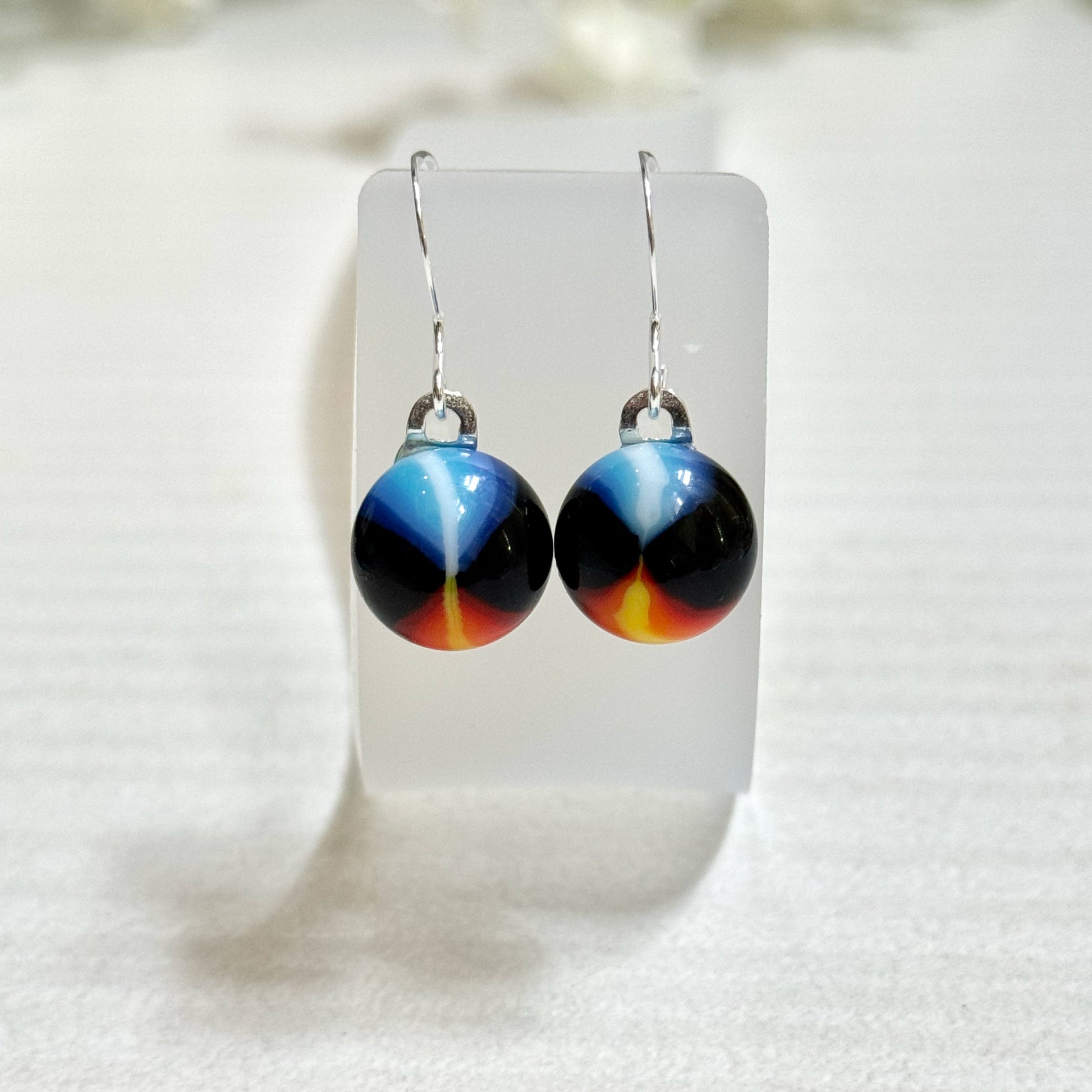 Fire and Ice Fused Glass Earrings - 4188