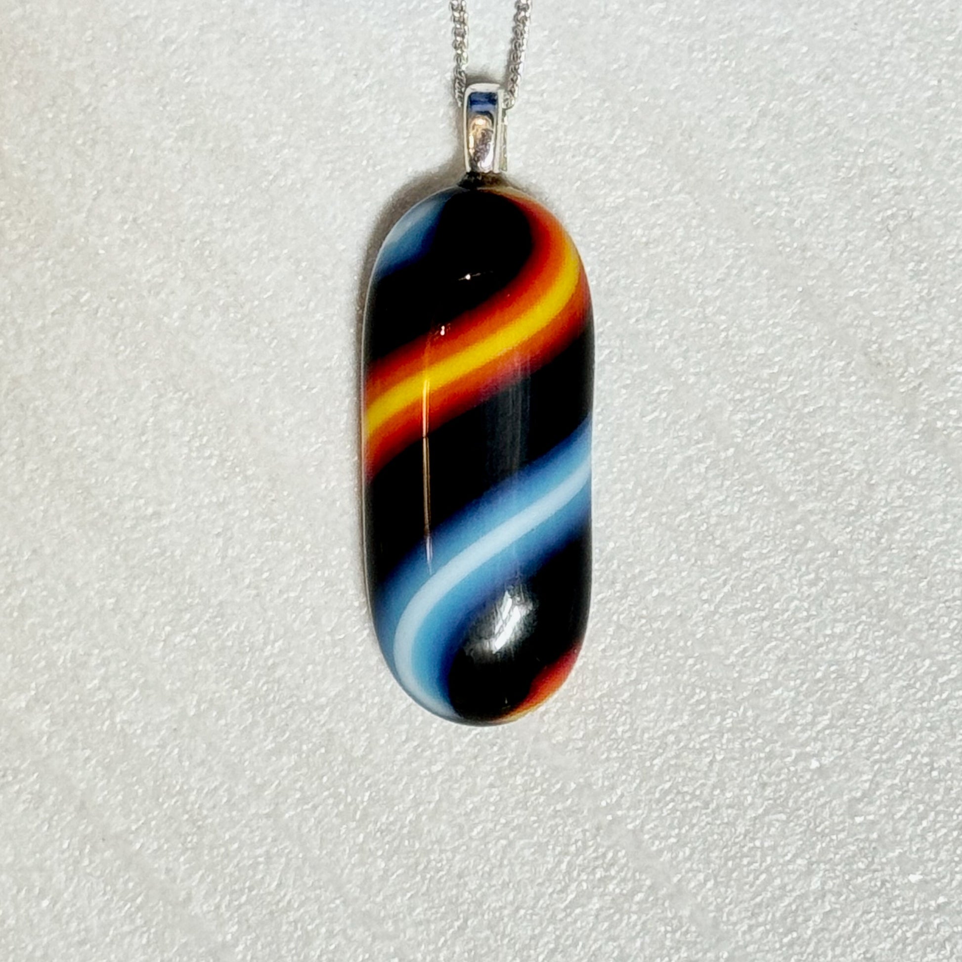 Fire and Ice Fused Glass Necklace - 4189