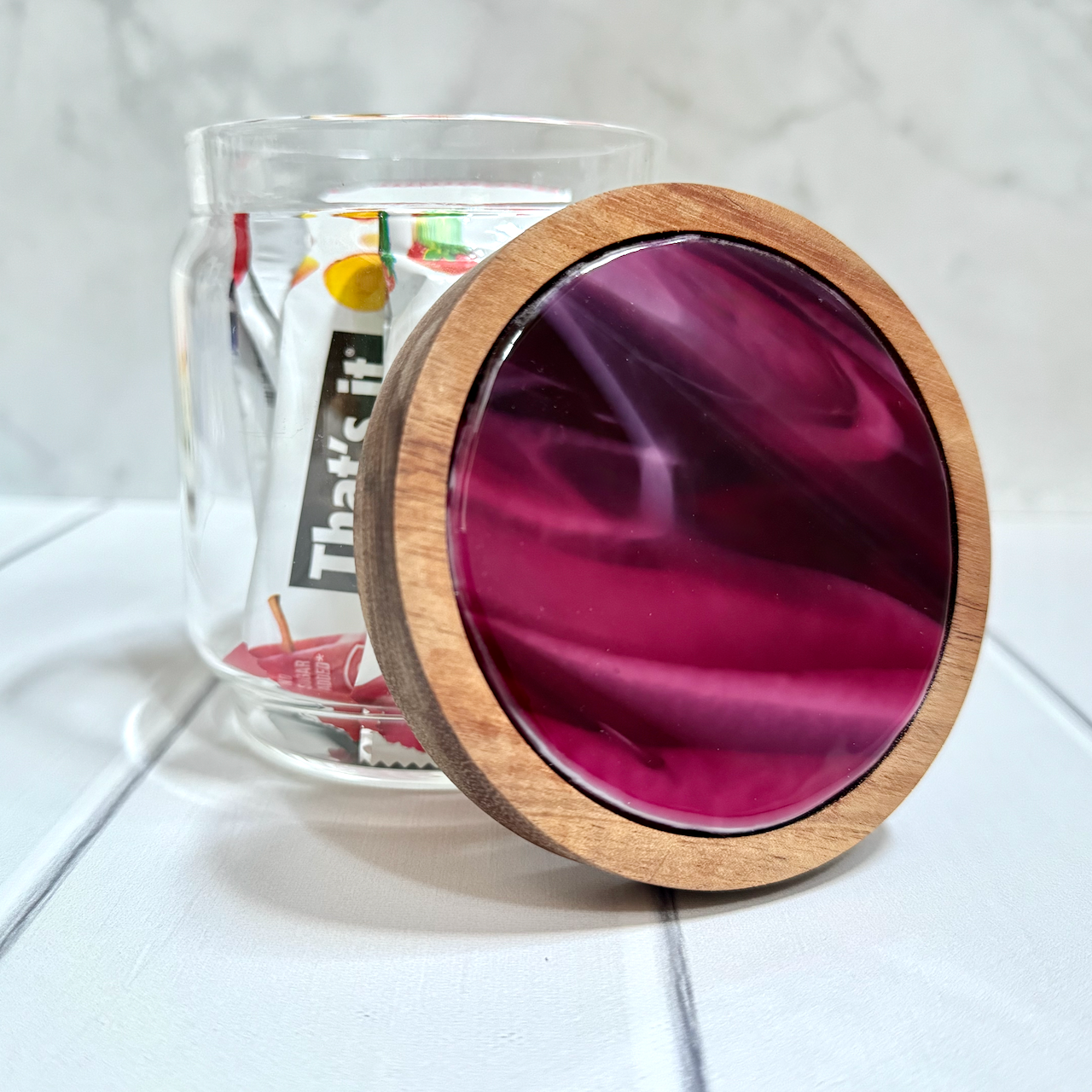 Smooth Glass Jar with Fused Glass Lid  - 4208