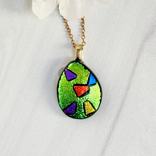 Confetti Dichroic Fused Glass Necklace - 4262