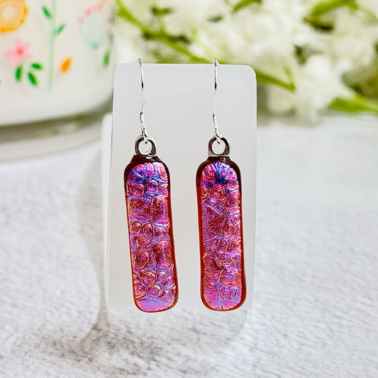 Textured Dichroic Fused Glass Earrings - 4313