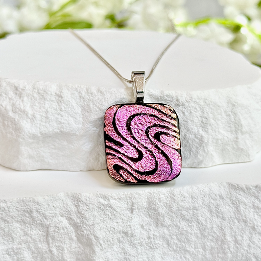 Squiggle Dichroic Fused Glass Necklace - 4410