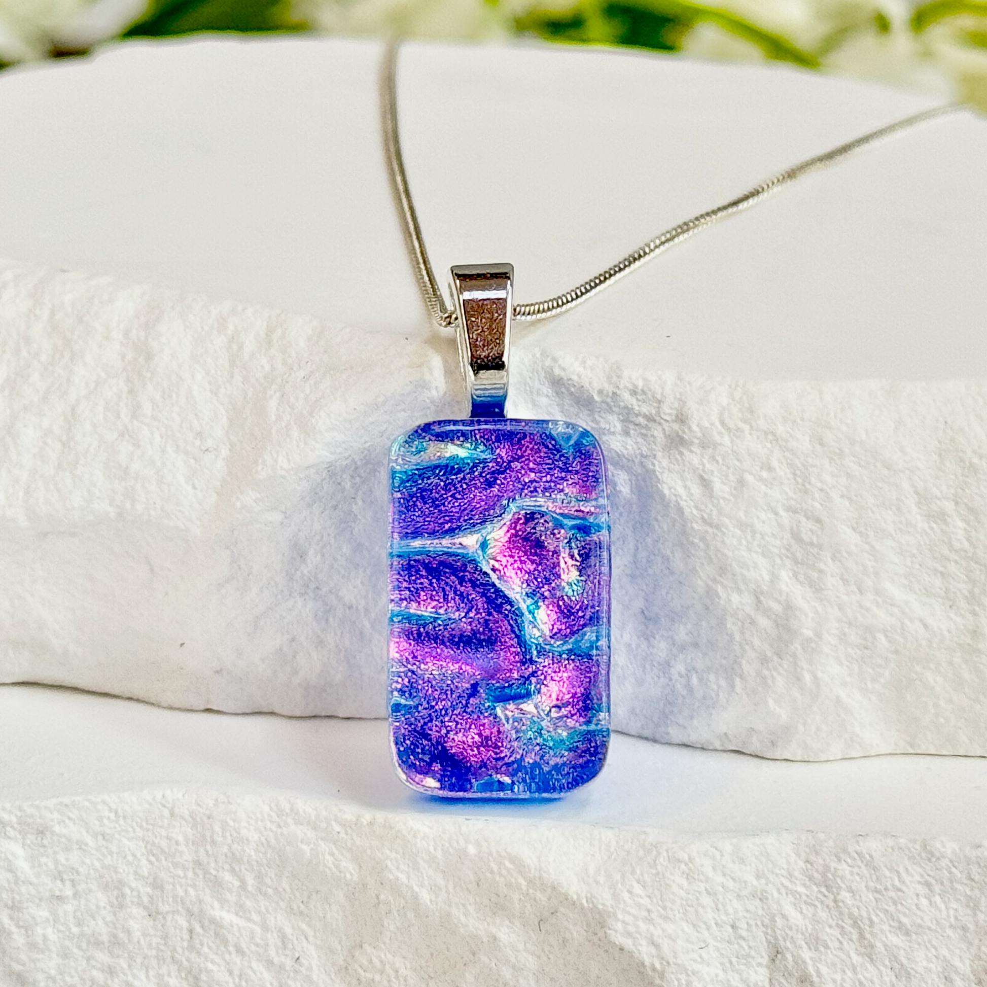 Riipple Dichroic Fused Glass Necklace - 4421