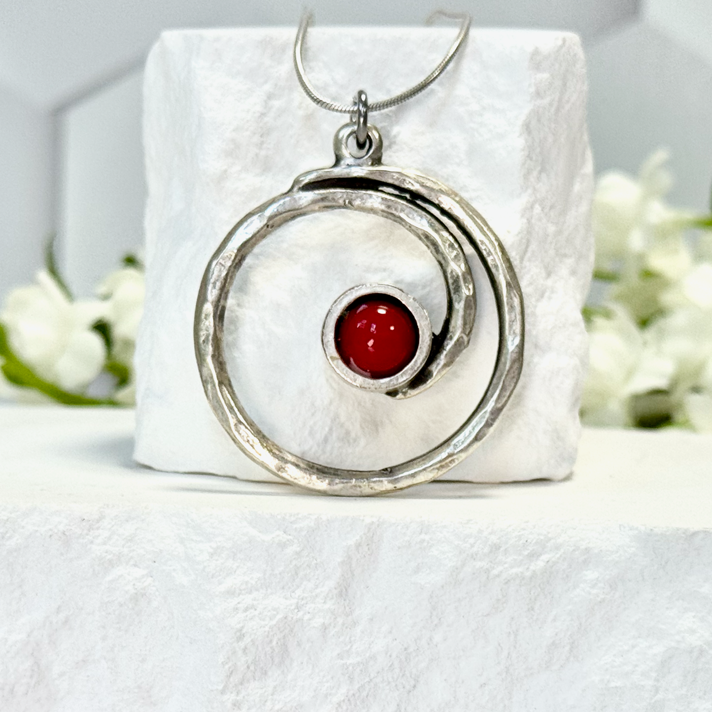 Swirl Fused Glass Necklace - 4435