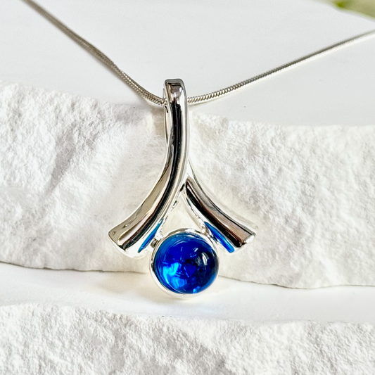 Wishbone Fused Glass Necklace - 4449