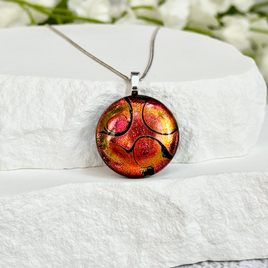 Lava Lamp Dichroic Fused Glass Necklace - 4468