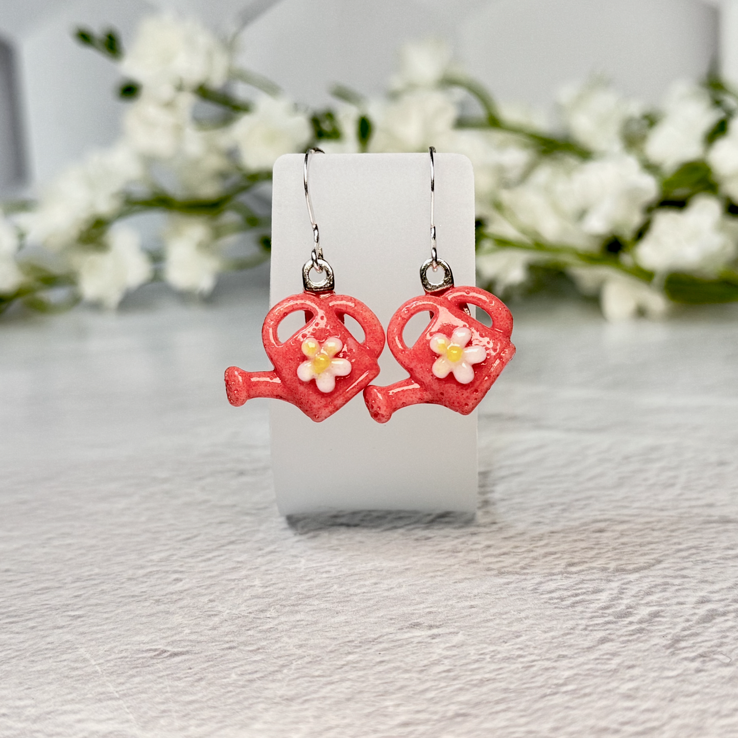 Watering Can Fused Glass Earrings - 4498