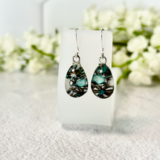 Teardrop Fused Glass  Earrings - 4504