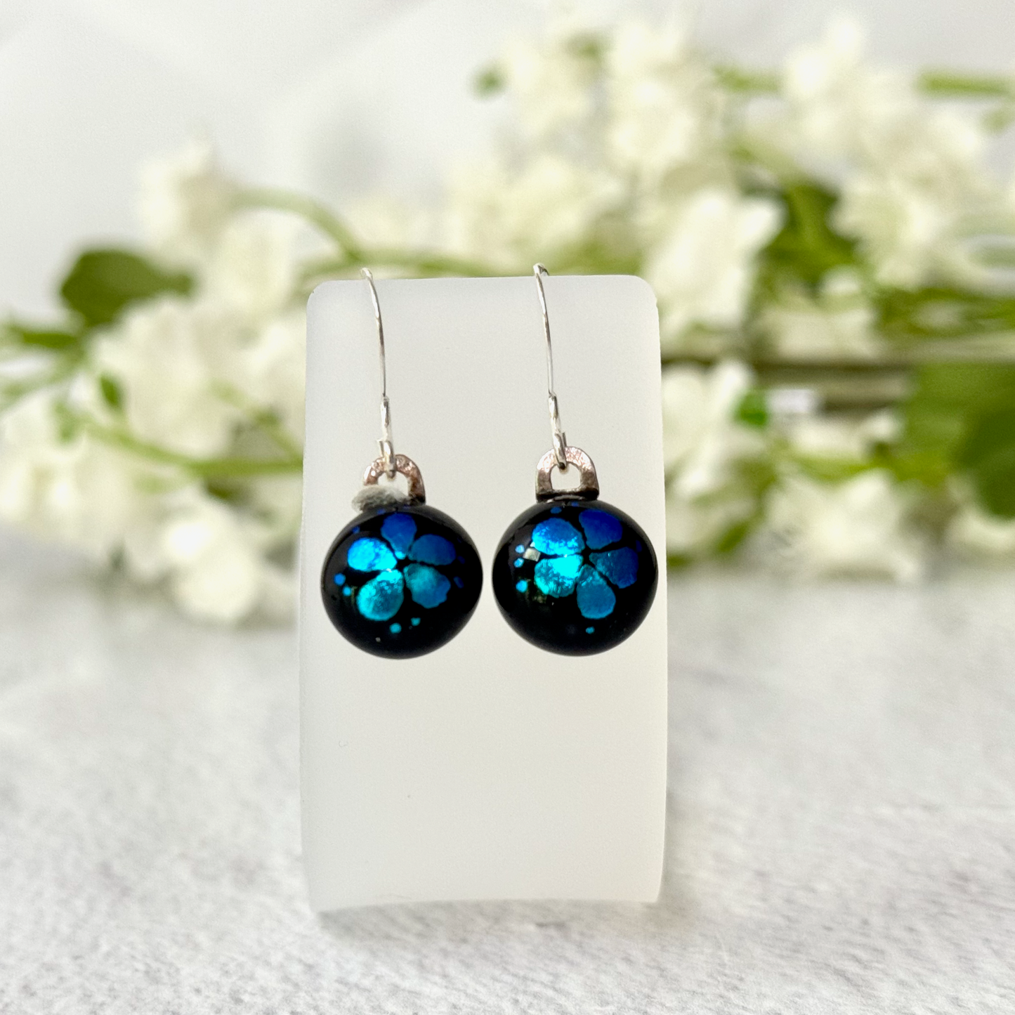 Flowers Dichroic Fused Glass Earring - 4506