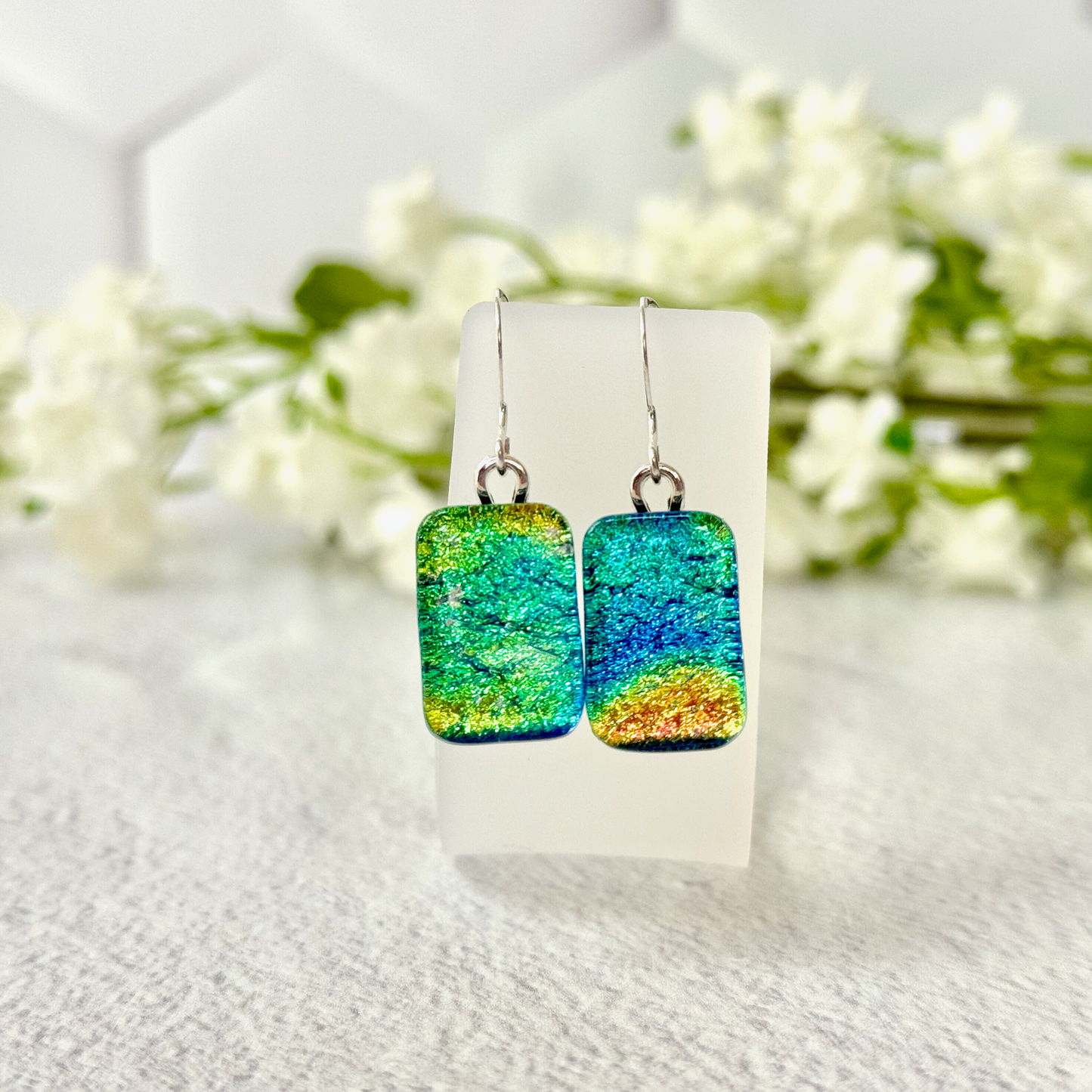Earthy Dichroic Fused Glass Earrings - 4513