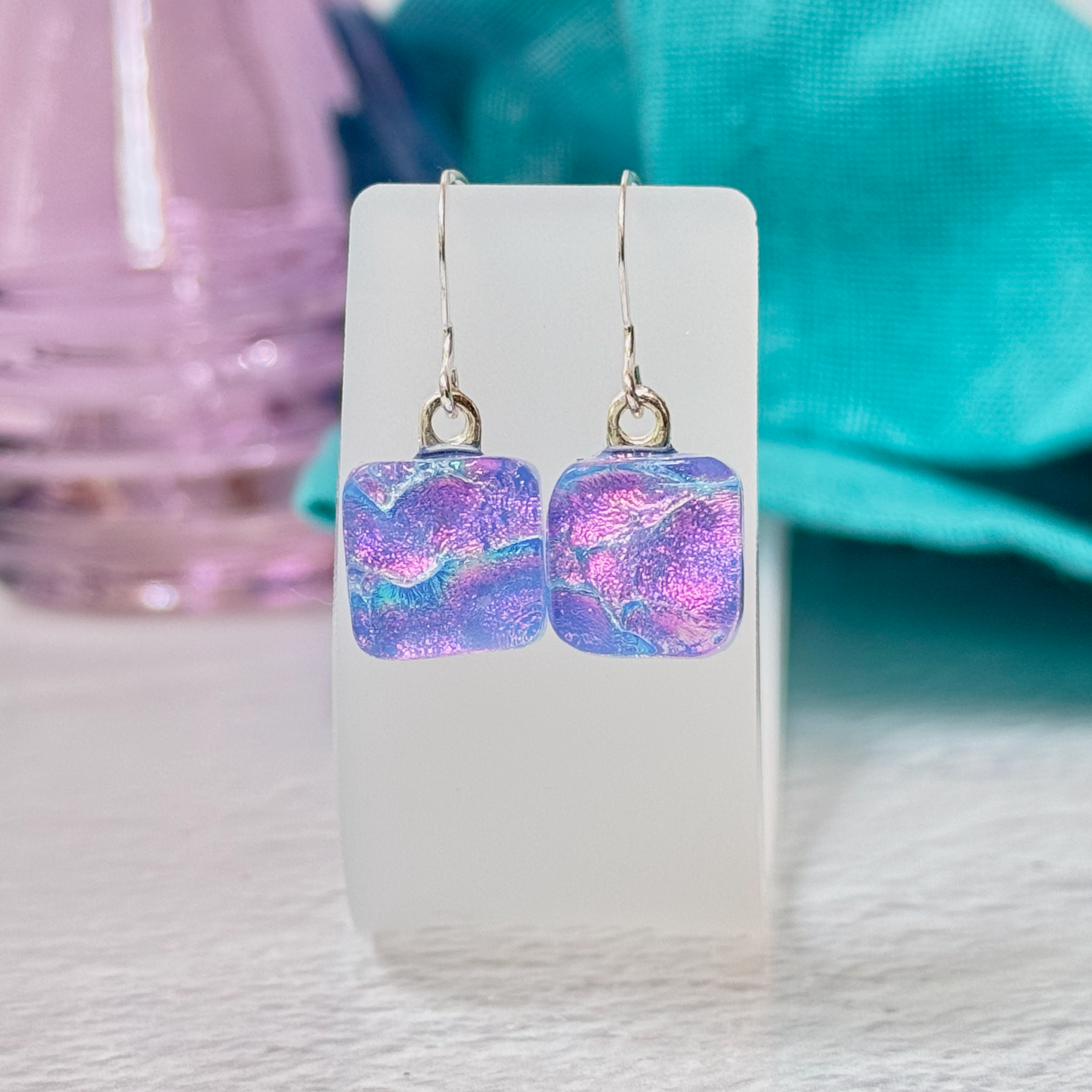 Ripple Dichroic Fused Glass Earrings - 4538