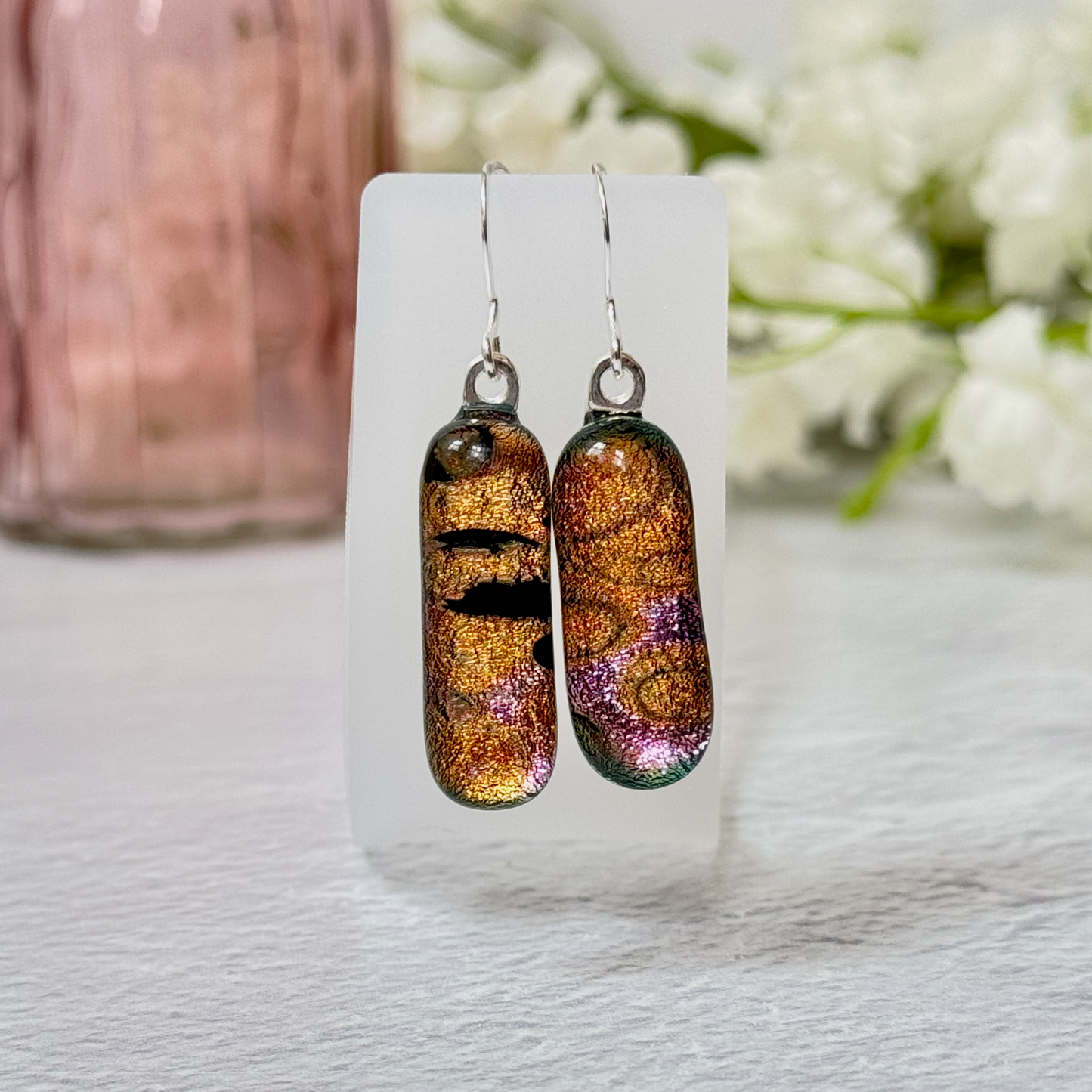 Lava Lamp Dichroic Fused Glass Earrings - 4540