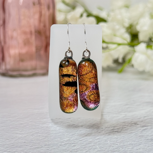 Lava Lamp Dichroic Fused Glass Earrings - 4540