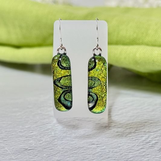 Lava Lamp Dichroic Fused Glass Earrings - 4541