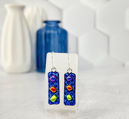 Funfetti Dichroic Fused Glass Earrings - 4544