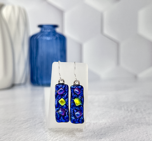Funfetti Dichroic Fused Glass Earrings - 4545
