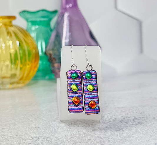 Funfetti Dichroic Fused Glass Earrings - 4548