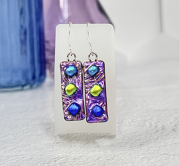 Funfetti Dichroic Fused Glass Earrings - 4549