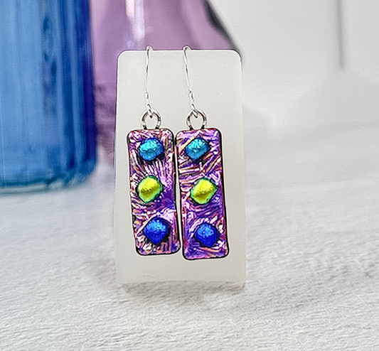 Funfetti Dichroic Fused Glass Earrings - 4549