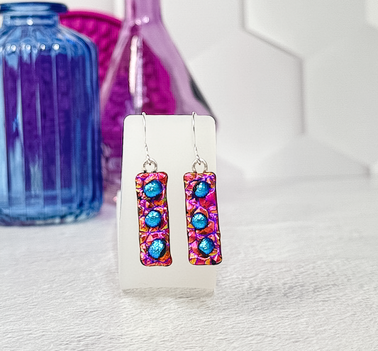 Funfetti Dichroic Fused Glass Earrings - 4550