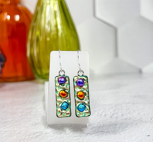 Funfetti Dichroic Fused Glass Earrings - 4554