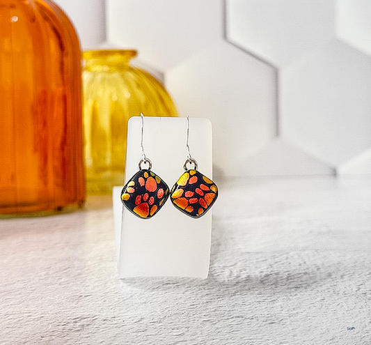 Little Paws Dichroic Fused Glass Earrings - 4556