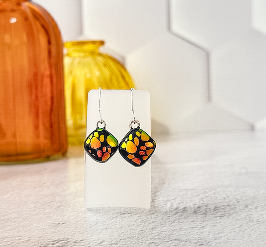 Little Paws Dichroic Fused Glass Earrings - 4557