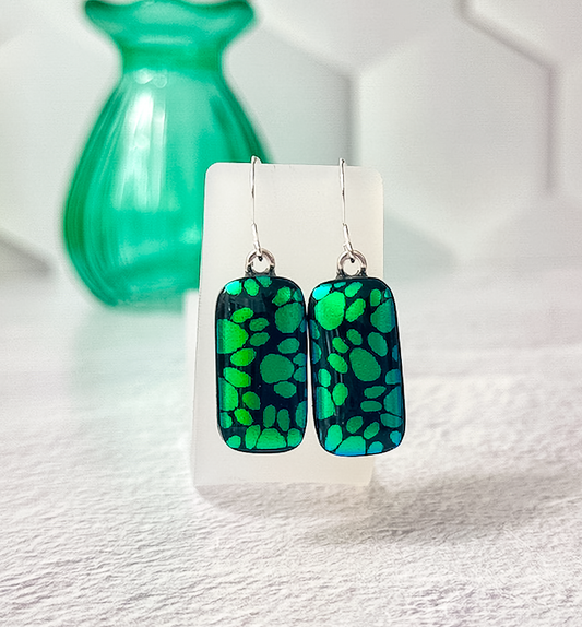 Long Little Paws Dichroic Fused Glass Earrings - 4572