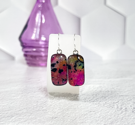 Aurora Dichroic Fused Glass Earrings - 4574