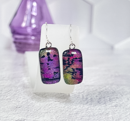 Aurora Dichroic Fused Glass Earrings - 4575