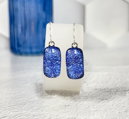 Volcanos Dichroic Fused Glass Earrings - 4577