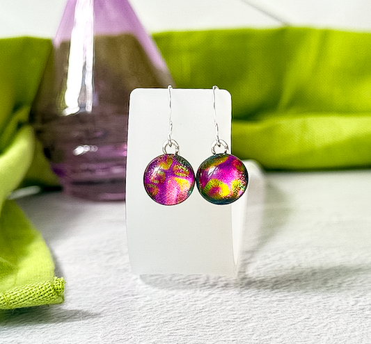 Aurora Dot Dichroic Fused Glass Earrings - 4590