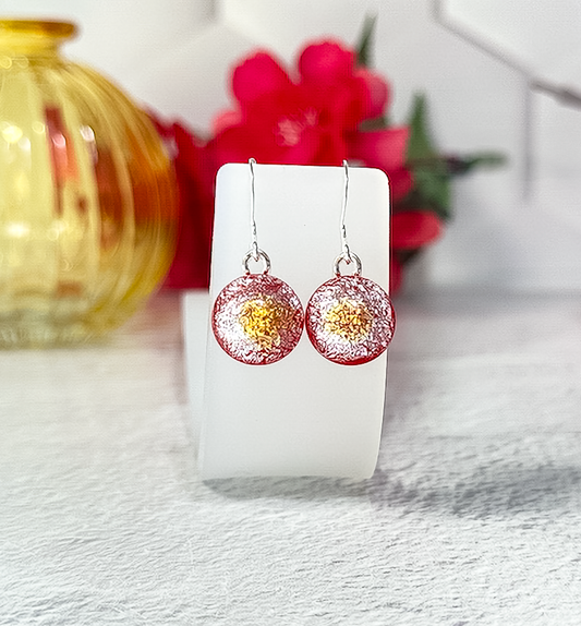 Rainbow Dot Dichroic Fused Glass Earrings - 4591