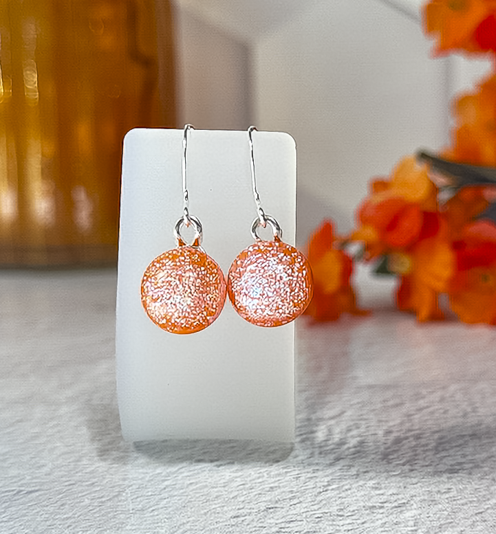 Rainbow Dot Dichroic Fused Glass Earrings - 4592