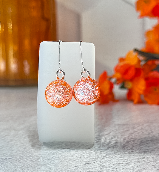 Rainbow Dot Dichroic Fused Glass Earrings - 4592