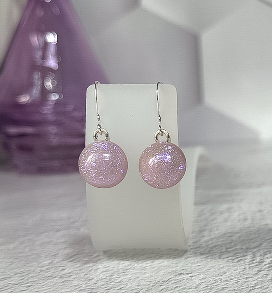 Rainbow Dot Dichroic Fused Glass Earrings - 4593