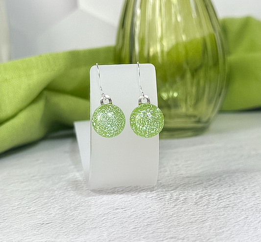 Rainbow Dot Dichroic Fused Glass Earrings - 4597
