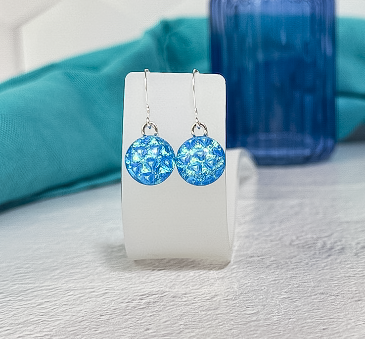 Rainbow Dot Dichroic Fused Glass Earrings - 4602