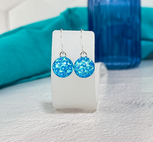 Rainbow Dot Dichroic Fused Glass Earrings - 4602