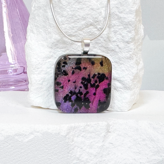 Aurora Dichroic Fused Glass Necklace - 4603