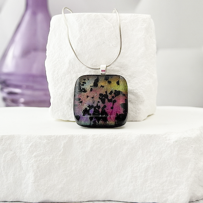 Aurora Dichroic Fused Glass Necklace - 4603