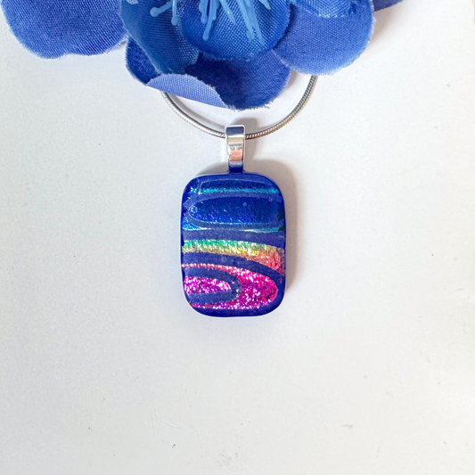 Mod Etched Dichroic Fused Glass Necklace - 4623