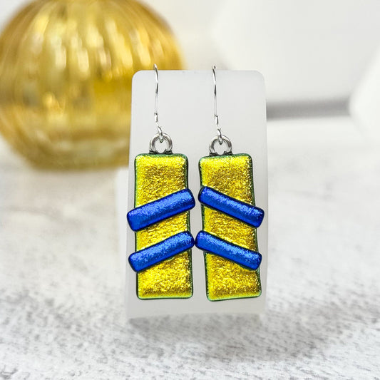 Modern Edge Dichroic Fused Glass Earrings - 4629