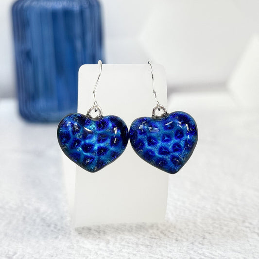 Heart Dichroic Fused Glass Earrings - 4660