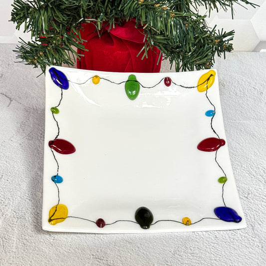Christmas Lights Fused Glass Dish - 4685