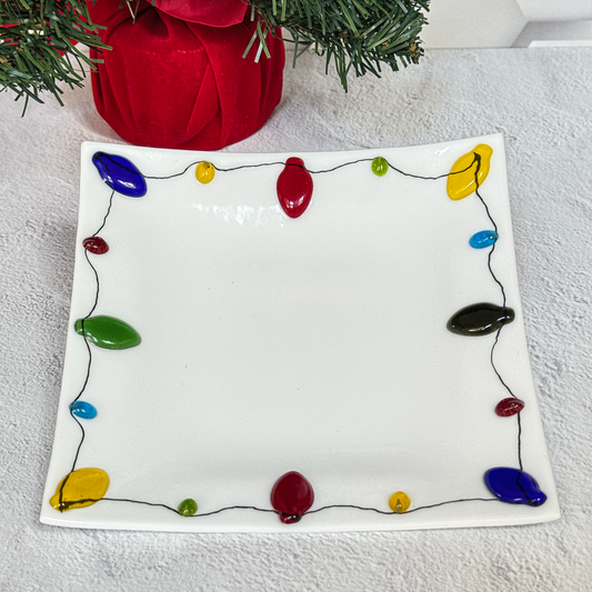 Christmas Lights Fused Glass Dish - 4686