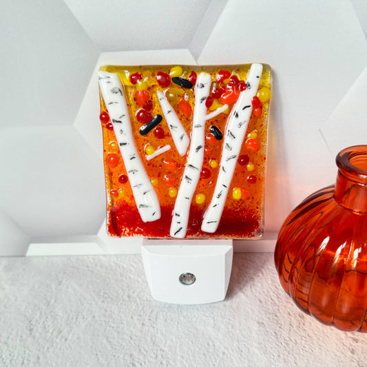 Fall Birch Tree Fused Glass Nightlight - 4688