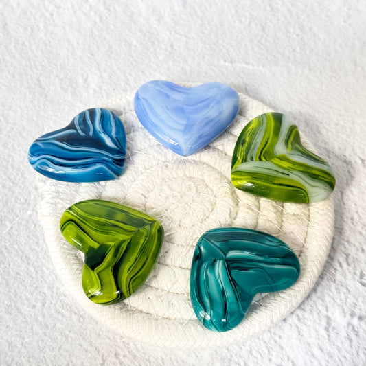 Wispy Fused Glass Pocket Hearts (choose your color) - 4697